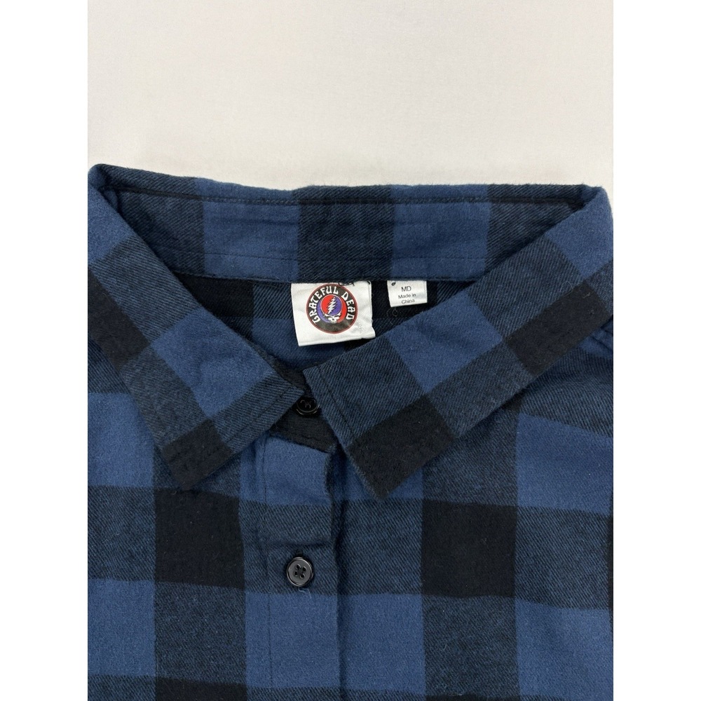 Grateful Dead Button Up Plaid Flannel Blue Medium 2022 - Picture 6 of 15
